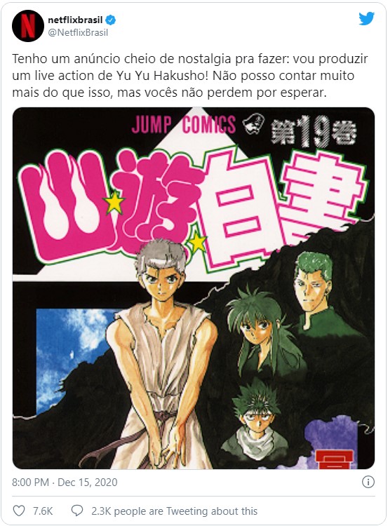 Yu Yu Hakusho ganha série de TV pela Netflix