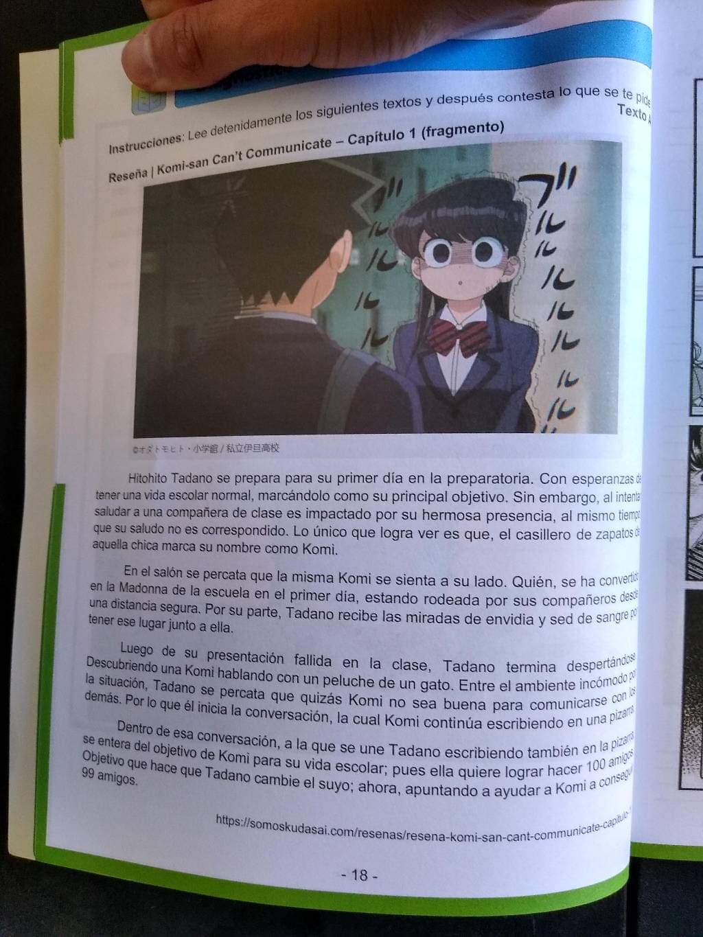 Mencionando o primeiro episódio do anime Komi-san
