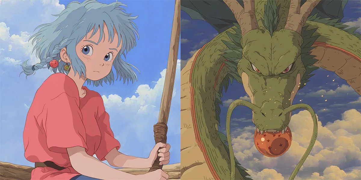 Bulma e Shenlong Dragon Ball Studio Ghibli