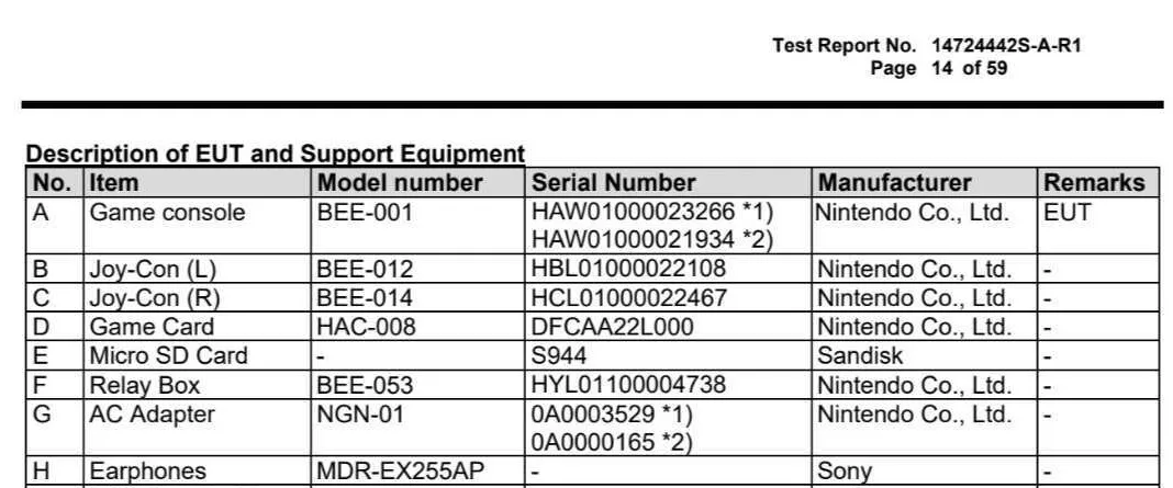 Nintendo Switch 2 FCC