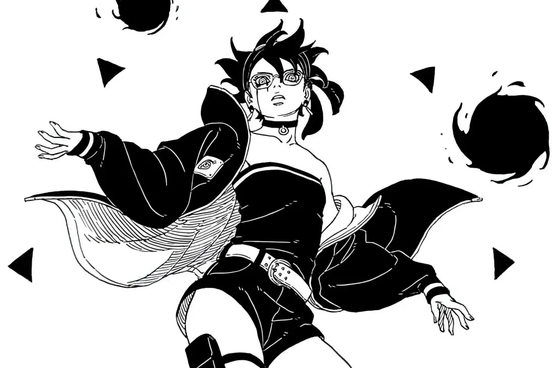 Sarada Uchiha usando o Mangekyo Sharingan