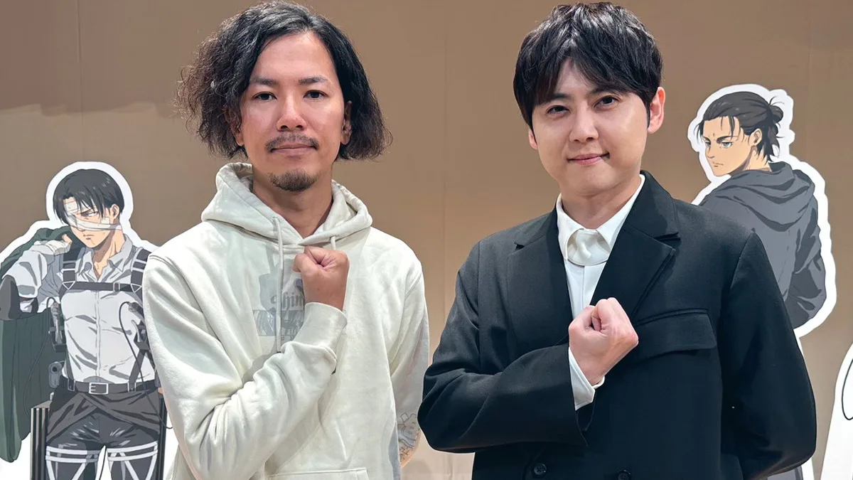 Hajime Isayama (Shingeki no Kyojin) e o Seiyuu Yuki Kaji (Eren)